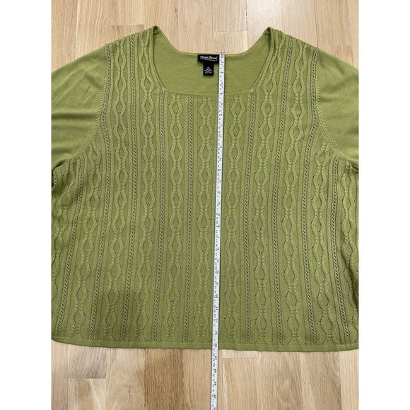 Maggie Barnes Essentials Cable Knit Short Sleeve Sweater Size 4X (30/32) Green - Picture 4 of 5